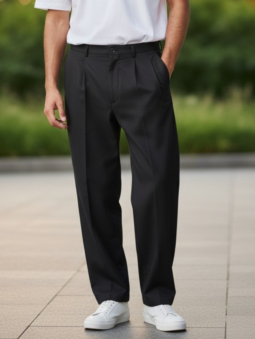 Savane Mens Black Dress Pants 34x29 Comfort Waist Straight Leg Casual